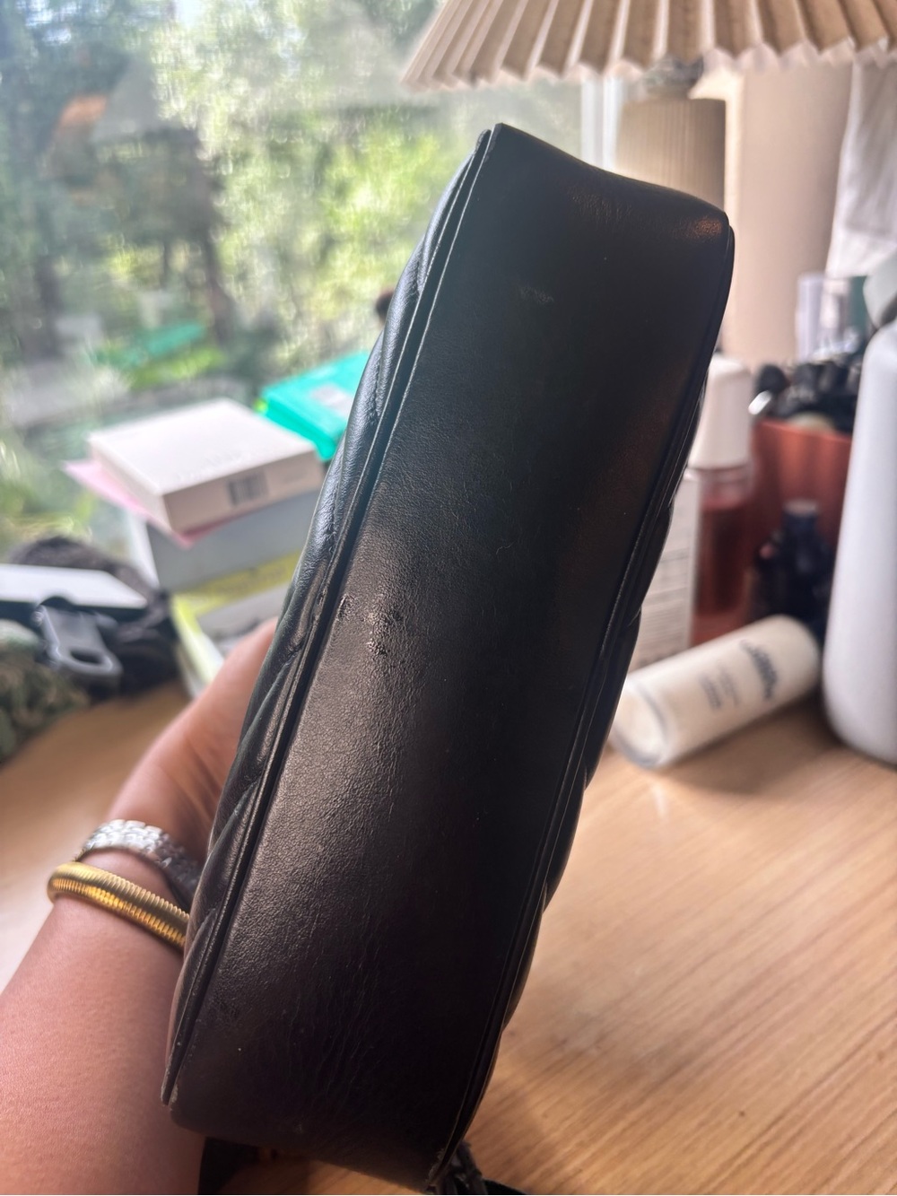 Yves Saint Laurent Black Leather Pouch with Gold Logo - Picture 6 of 12